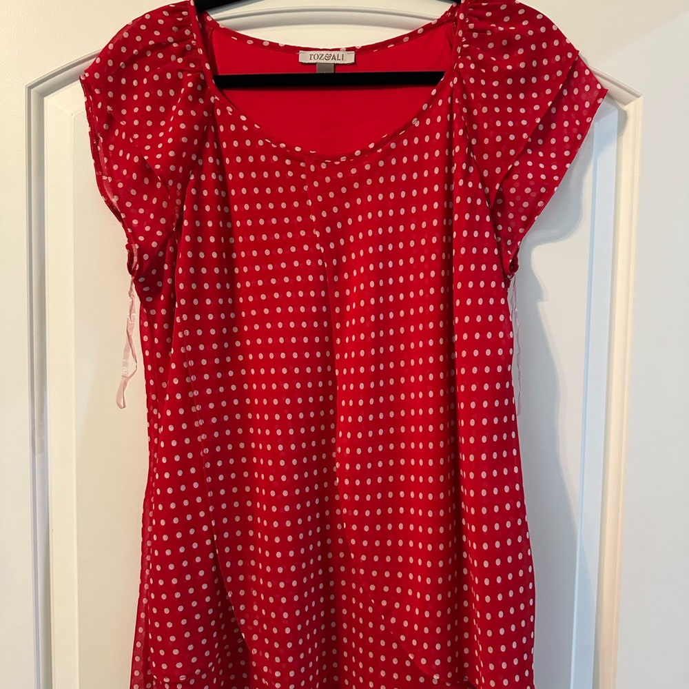 Roz & Ali Red Polka Dot Top